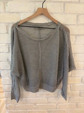 All Saints Gray Open-Weave Off-the-Shoulder Sweater
(B3)